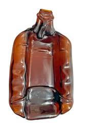 Vintage Slumped Melted Bottle Spoon Rest Tray Brown Glass