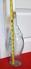 Vintage Aqua Clear Glass Fish Shaped Decanter Wine Bottle w/ Cork Made in Italy