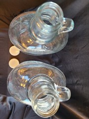 Vintage Rare Embossed Half Gallon Little Amana Glass Wine Jug(2) With Lids