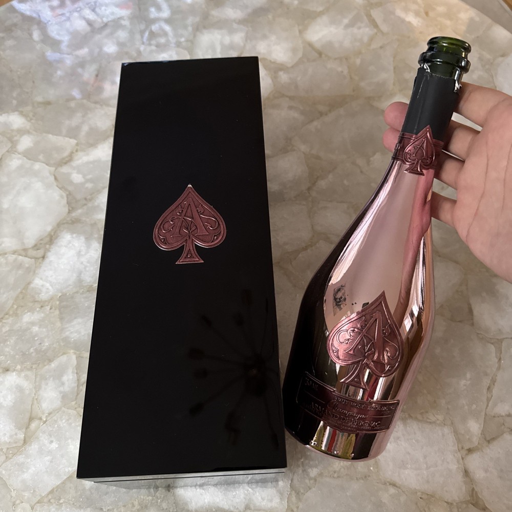 EMPTY ACE OF SPADES ROSE(ARMAND DE BRIGNAC)750ML EMPTY CHAMPAGNE BOTTLE WITH BOX