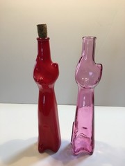 Happy Cat Moselland Cat Shaped Bottles Set of 2 Germany (Empty)
