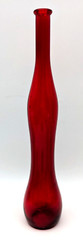 Hand Blown Red Tall Skinny Wavy Wine Bottle Cork Stopper Italy