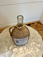 Vintage 1967 Wicker Wrapped Portugal QUINTA Lisbon Wine Bottle Empty