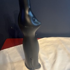 Empty Moselland Riesling, Satin Black, Cat Wine Bottle Collectible Vase