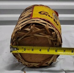 Rare GARIBALDI Wine Jug Demijohn Amber/Green Glass Wicker Wrapped Brazil VTG 60s