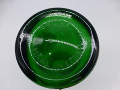 Antique Emerald Green Mold Blown Glass Wine Carafe Seal Bottle Roma 1/2 Litre