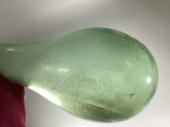 Antique Vtg. Hand Blown Wine Bottle Torpedo Round Bottom Green Glass 8”