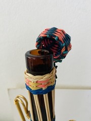 MCM Viresa Plastic Scoubidou Woven Wicker Demijohn Wine Bottle with Handle