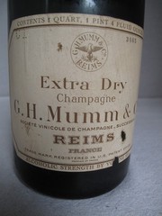 Vintage MUMM & Co Reims Champagne Empty Bottle c. 1950&rsquo;s 1 quart 15&Prime; tall