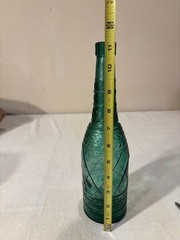 Empoli green glass decanter, 20th Century, Hobnail/Diamond Pattern, Teal, Canada