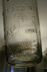 Virginia Dare wine bottle(empty), 4/5 Quart, by Garrett & Co. New York with Cap