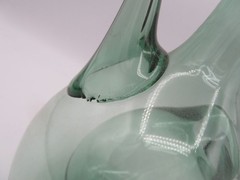 Vintage Hand-blown Green Wine Chiller Bottle Decanter with Ice Chamber