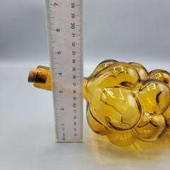 Vintage Amber Chianti Bottle Shaped Like Bunch Of Grapes From 1970s Hand Blown