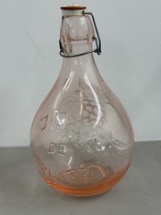 Vintage Jus De Fruits Pink Glass Bottle Casdis Milano