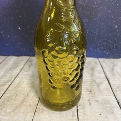 VTG Cobalt Biege European Wine Bottle With Embossed Grapes And Leaves 12.3”