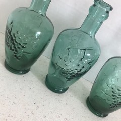 Cantine Vaselli Orvieto Green Blue Set Of Wine Bottles 6 Inch Embossed Vintage