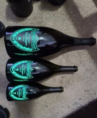3 Dom Perignon luminous champagne Bottle EMPTY 750ml,Magnum 1.5 LT, JEROBOAM 3LT
