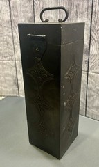 Old Vintage Wine Bottle Box Dark Brass and Wood Elegant Collectible Piece India