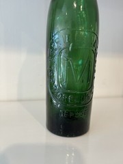 Antique EMERALD GREEN French Liquor Bottle Brasserie de Vezelise Depose