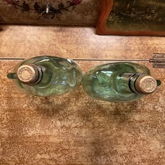 Hand Painted Winter 1.5 Liters Glass Jug Wine Bottle Folk Art ( set of 2 )