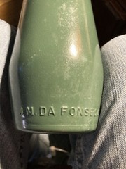 Antique AZEITAO—PORTUGAL. Green Glass Bottle J.M. DA FONSECA