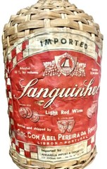 Vintage Large Wicker Wrapped Glass Jug w Handle/Cork Red Wine Label Portugal EUC