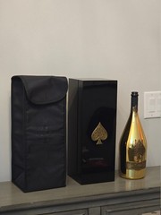 EMPTY ACE OF SPADES GOLD (ARMAND DE BRIGNAC) 1.5 L MAGNUM BOTTLE W/ CASE + COVER