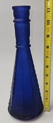 Vintage MCM Pair Morey Mallorca Frosted Cobalt Blue Glass Wine Bottles 11 1/2&Prime; T