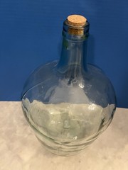 Vintage 16&Prime; Clear Green Glass Carboy Demijohn Bottle Wine Cider Jug with Cork