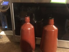 VTG J.M. DA FONSECA PORTUGAL BROWN GREEN GLASS WINE BOTTLE PAINTED INTERNATIONAL
