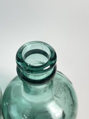 Vtg Cantine Vaselli Orvieto Clear Blue Green Wine Bottle 6&Prime; tall Orvieto