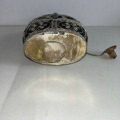 Vintage Elaborate Silvered Copper Wire Filigree Wrapped Bottle