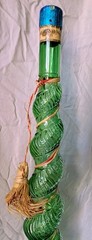 Vintage 35&Prime; Italian Chianti Twisted Embossed Green Glass Wine Bottle Decanter