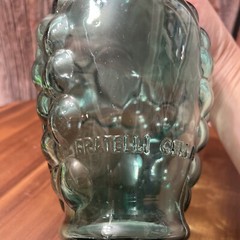 Clear Blue Green Grape Vineyard Design Wine Bottle 9” tall Rare Vintage
