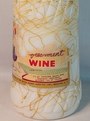 Vtg Hazel Atlas Wine Bottle Milk Glass Yellow GoldSplatter Welch&rsquo;s MCM Bar 1950s