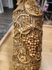 Vintage Moldova Fancy Ceramic Covered Wine Bottle.