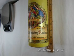 Vintage 1979 MELKMEISTER STONEWARE Wine BOTTLE Colorful Paper Labels