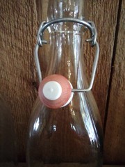 2 Empty Clear Wine Bottles w/Snap Cap/Flip Top -about 12 « 