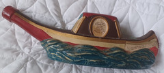 Vintage Viarengo Painted Gondola Boat Shelf Art Glass Wine Bottle Torino Italy