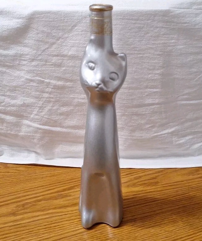 Vtg 2002 Happy Cat Silver Moselland Rheinhessen Riesling Glass Wine Bottle