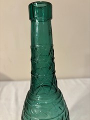 Empoli green glass decanter, 20th Century, Hobnail/Diamond Pattern, Teal, Canada