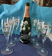 Perrier-Jouet Fleur De Champagne Special Reserve 1985 Bottle Box 6 Flutes 7.5&Prime;