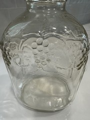 ANTIQUE GLASS WINE JUG GRAPE EMBOSSED ONE GALLON ART DECO BY BALL GLASS WITH CAP