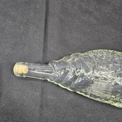 Fish Shaped Clear Glass Wine Bottle 12” Tall Bottle corked CLEAN