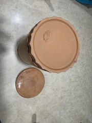 Vintage terracotta « Vino Fresco » wine cooler with coaster Italian by Himark