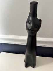 Happy Cat Black Collectible Glass Wine Bottle Empty
