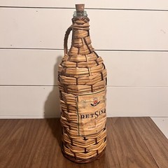 Achaia Clauss Retsina Wicker Wine Bottle 17” Greece Vintage