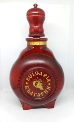 BULGARIAN Wooden Wine Bottle Decanter w/ Top & Stopper, 10-1/4&Prime; Tall