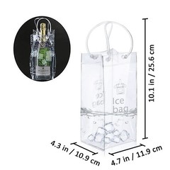 3 Pack Portable Ice Wine Bag, Collapsible Clear PVC Pouch Wine Cooler Bag, Wine