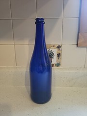 Cobalt Blue 11.5&Prime;×3.25&Prime; Long Neck Hand Blown Glass Decorative Wine Bottle NEW